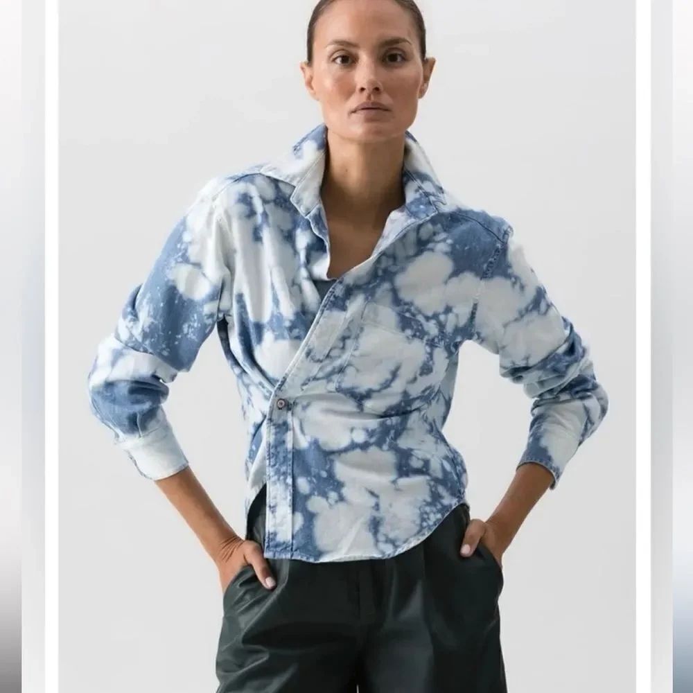 WEAR CISCO The Crop Shirt Denim / Cloud Tie Dye Long Sleeve Size M/L